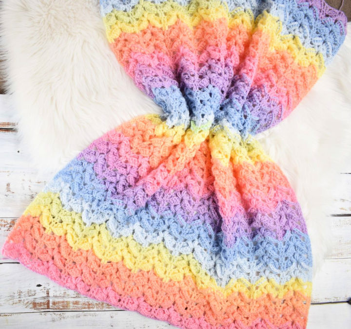 Crochet Rainbow Sky Chevron Blanket