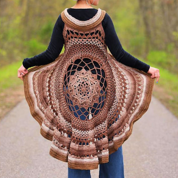 plus size crochet circular vest