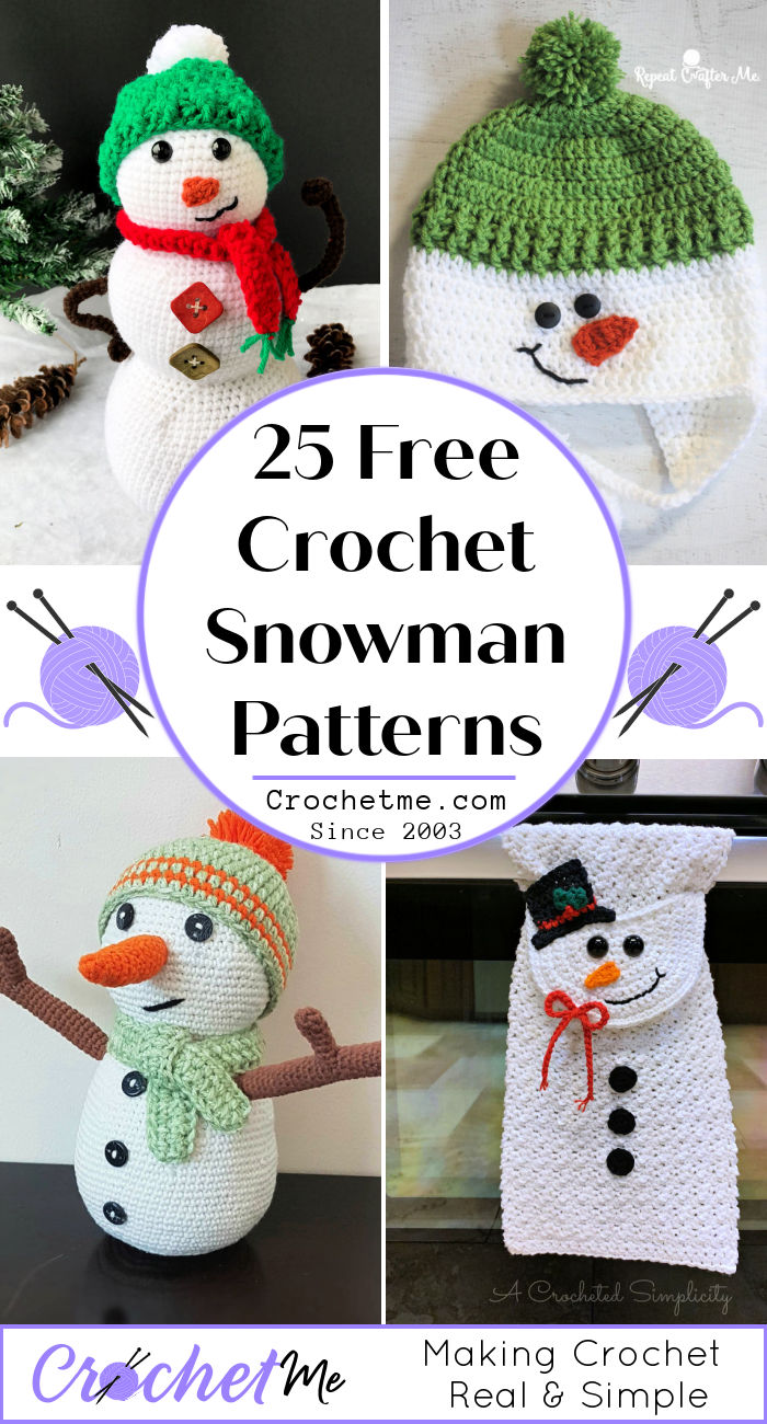 25 Free Crochet Snowman Patterns - Crochet Me