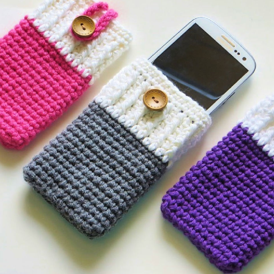Crochet Cell Phone Case Stitch Pattern Star Celular Croche Cozies ...